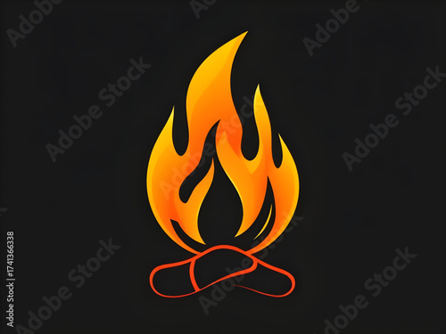 campfire icon, bonfire flame, outdoor fire icon, wood fire burning, camping fire symbol, night campfire icon, fire pit flame, forest fire camp icon, adventure fire symbol, hiking fire icon, BBQ fire f