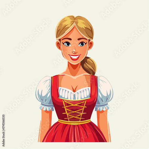 Woman in traditional German dress with transparent background