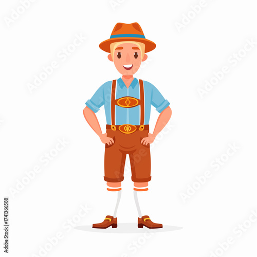 Man in traditional Bavarian costume with transparent background