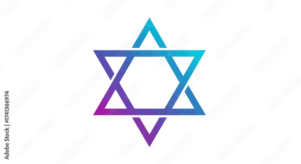 Fototapeta premium A modern Star of David symbol with a vibrant purple and blue color gradient.