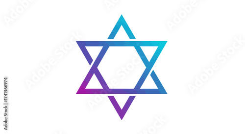 A modern Star of David symbol with a vibrant purple and blue color gradient.