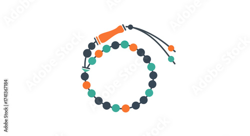 Colorful Beaded Bracelet with Orange Accent Charm.
