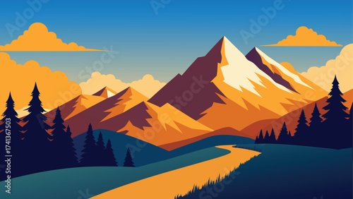 sunset in mountains