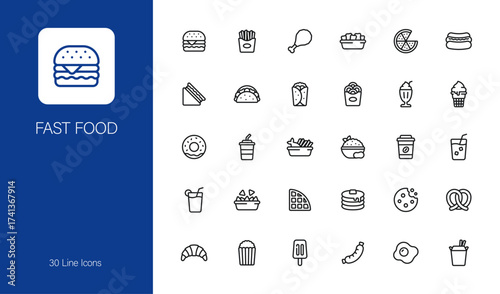 Fast Food Line Icon Set