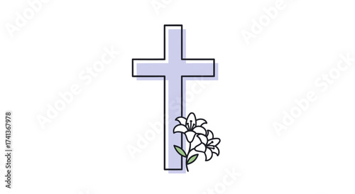 Simple Lilac Cross Adorned with Delicate White Lilies.