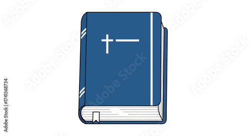 A Closed Blue Book with a White Cross Symbol on the Cover.