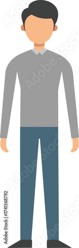 Stylized man with dark hair and gray sweater male person