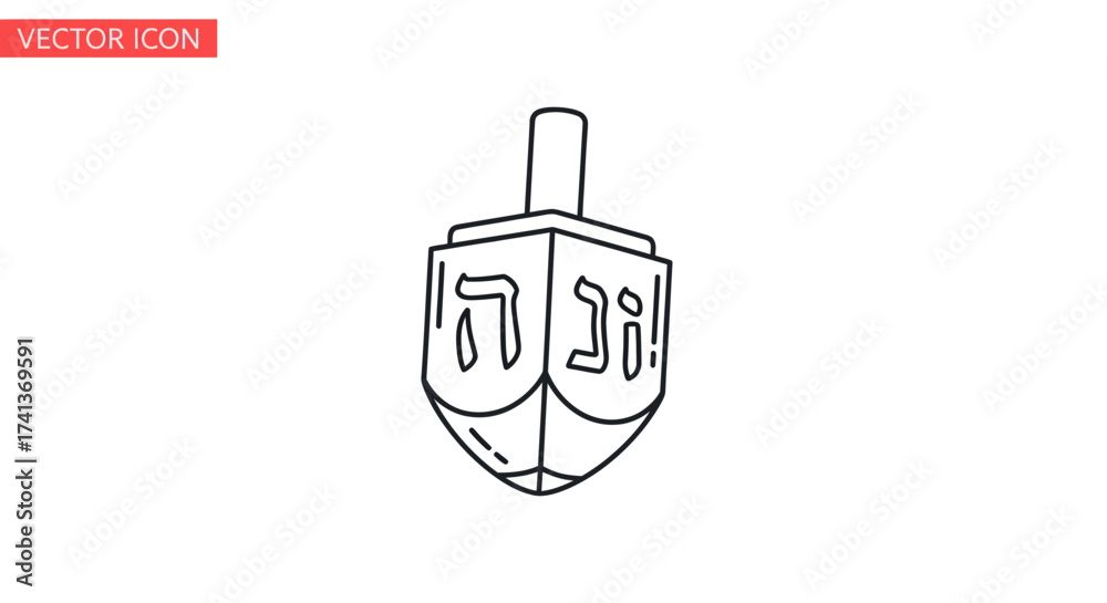 Obraz premium Hand-drawn illustration of a dreidel with Hebrew letters.