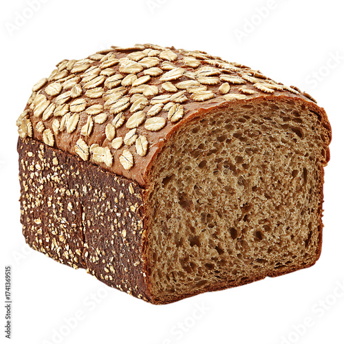 Hearty whole grain bread topped with rolled oats