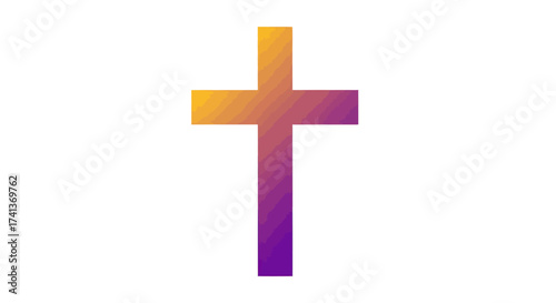 Gradient Christian Cross Symbol with Warm and Cool Tones.