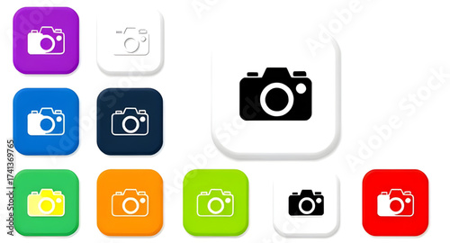DSLR camera icon, digital camera icon, mirrorless camera icon, vintage camera icon, polaroid icon, camcorder icon, video camera icon, webcam icon, action camera icon, GoPro icon, compact camera icon, 