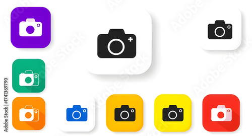 DSLR camera icon, digital camera icon, mirrorless camera icon, vintage camera icon, polaroid icon, camcorder icon, video camera icon, webcam icon, action camera icon, GoPro icon, compact camera icon, 