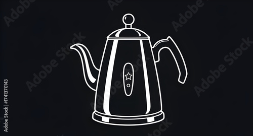 Electric kettle icon, Electric kettle vector, Electric kettle design, Electric kettle art, Kettle appliance icon, Kitchen kettle vector, Hot water kettle illustration, Electric pot symbol, Stainless s