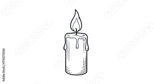 Hand-drawn illustration of a lit candle with dripping wax.