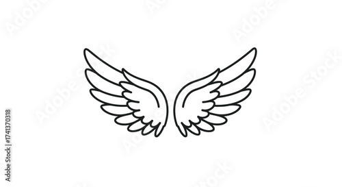 Stylized Outline of Angel Wings Minimalist Design.