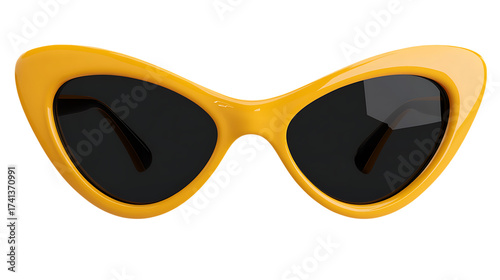 Retro yellow cat eye sunglasses with dark lenses