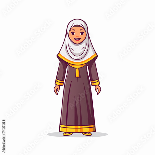 Muslim woman in traditional dress with transparent background