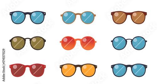 sunglasses, set, eyewear, shades, collection, vector, fashion, accessory, style, summer, cool, lenses, UV protection, reflection, modern, trendy, glasses, frame, plastic, metal, polarized, isolated, w