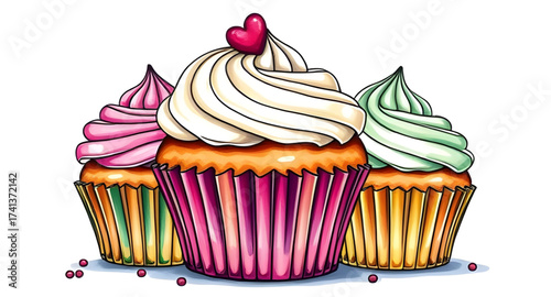 cupcake with cream and sprinkles