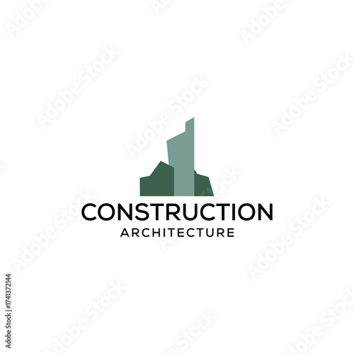 Modern building construction logo design concept showcasing urban architecture and real estate