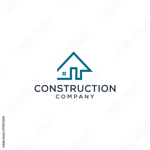 Minimalist construction company logo design representing architectural excellence and building