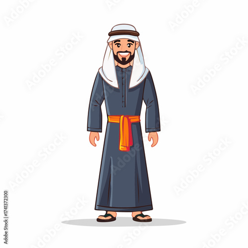 Arab man in traditional clothing with transparent background