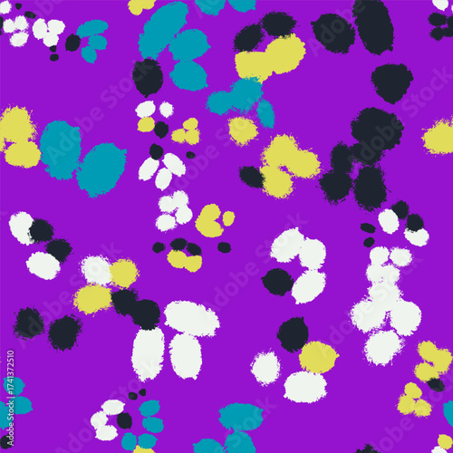 Floral colorful seamless pattern with abstract different flowers. Hand drawn trendy modern Vector illustration. Square background, wallpaper, design, print