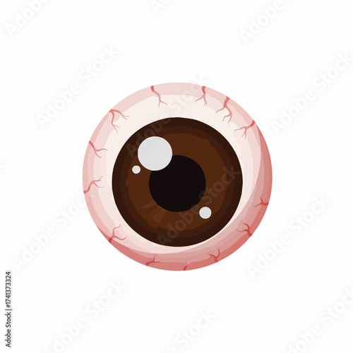 Realistic Human Eye Ball with Brown Iris Anatomy Illustration