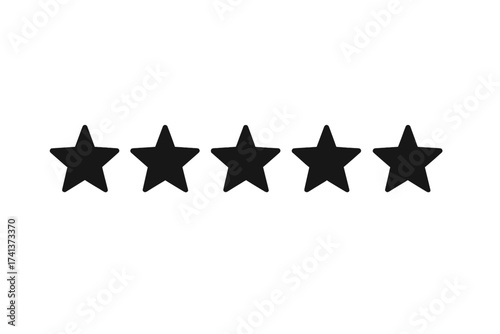Five stars rating icon. Customer review, feedback, and satisfaction concept. Symbol for quality, best service, and top evaluation. Vector illustration for app and web design.