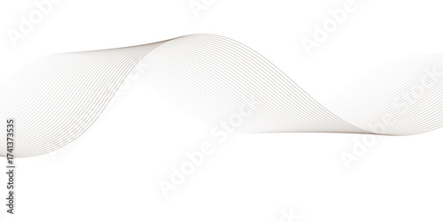 Abstract line wave background. Technology abstract lines on white background. Undulate Grey Wave Swirl, frequency sound wave, twisted curve lines with blend effect.