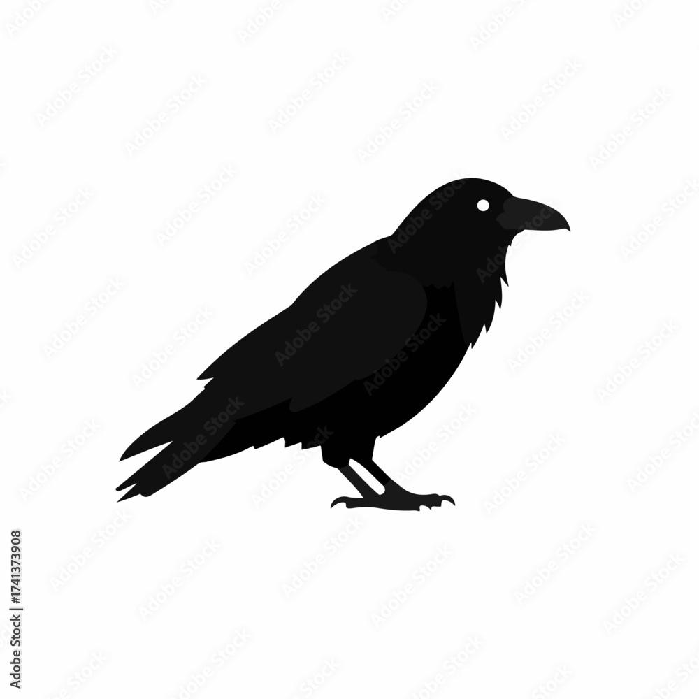 Fototapeta premium Simple Silhouette Majestic Raven Bird Illustration Graphic Element Design
