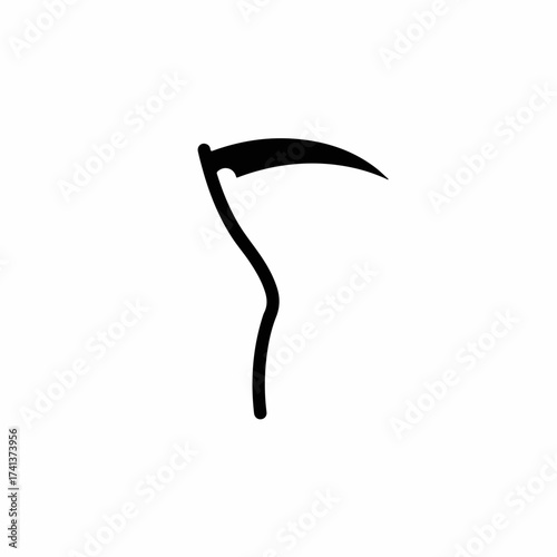 Minimalist Handdrawn Scythe Symbol Death Concept Icon Illustration Black Silhouette