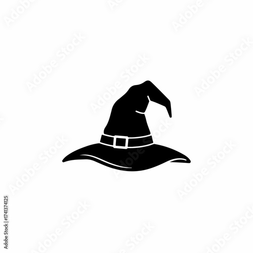 Simple Silhouette Witch Hat with Buckle Element Illustration Graphic Icon