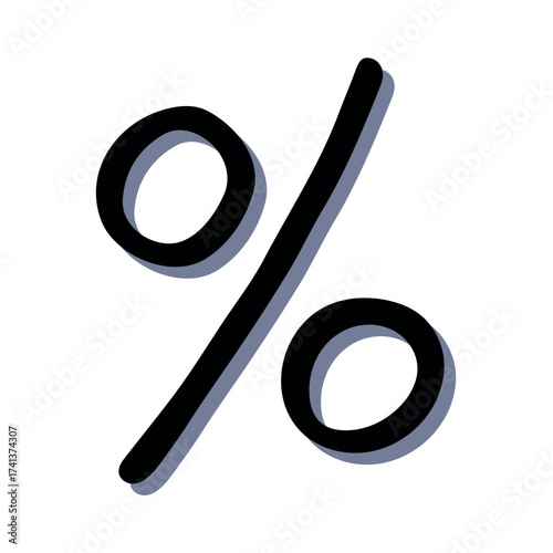 Hand drawn percentage symbol clipart Percent doodle Discount voucher sign Income tax Single element for design