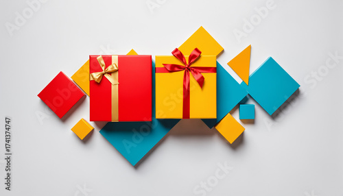 arrangement of wrapped gift...