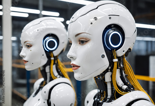 two female humanoid robots ...