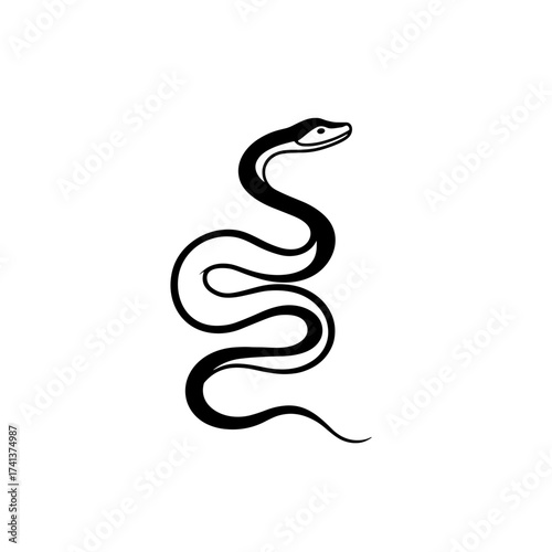 Boa Constrictor. Boa Constrictor simple black and white line art vector logo