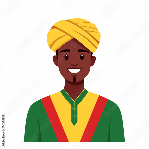 Smiling man in traditional Indian clothing with transparent background