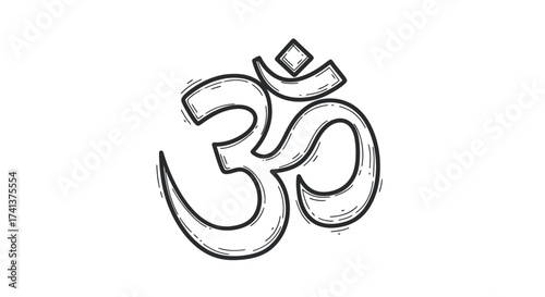 Sketch of Om Symbol a sacred Hindu mantra and spiritual icon.