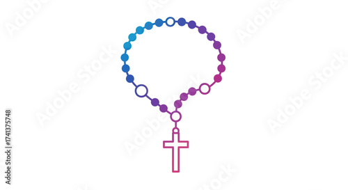 Colorful Gradient Rosary Beads with Crucifix Pendant.