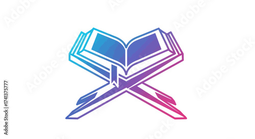 Open Quran Book on Rehal with Gradient Colors.