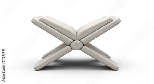 Open White Wooden Rehal Book Stand for Quran Reading.
