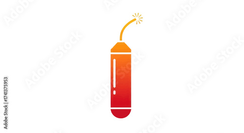 A stylized elongated red and orange punching bag with a yellow fuse.