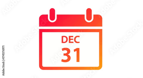 December 31st calendar page icon with a vibrant red and orange gradient for New Years Eve.