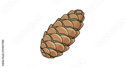 Detailed Illustration of a Brown Pine Cone with Scales.