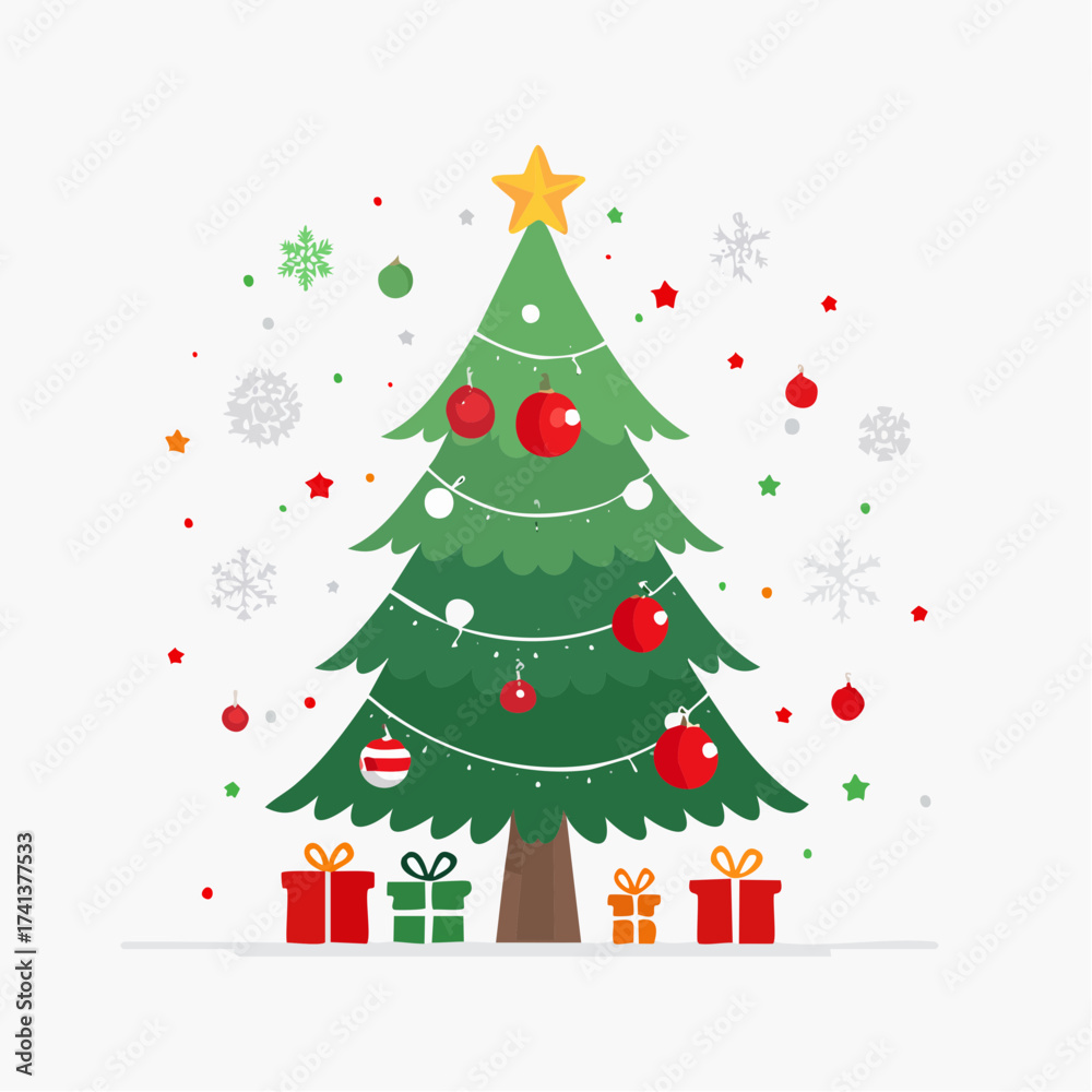 Naklejka premium christmas tree and gifts
