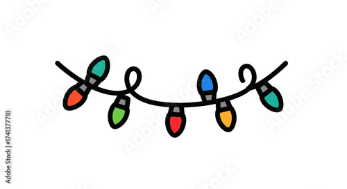 Festive String of Colorful Christmas Lights.