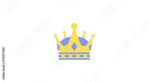 Stylized Golden Crown with Blue Accents Royal Symbol.