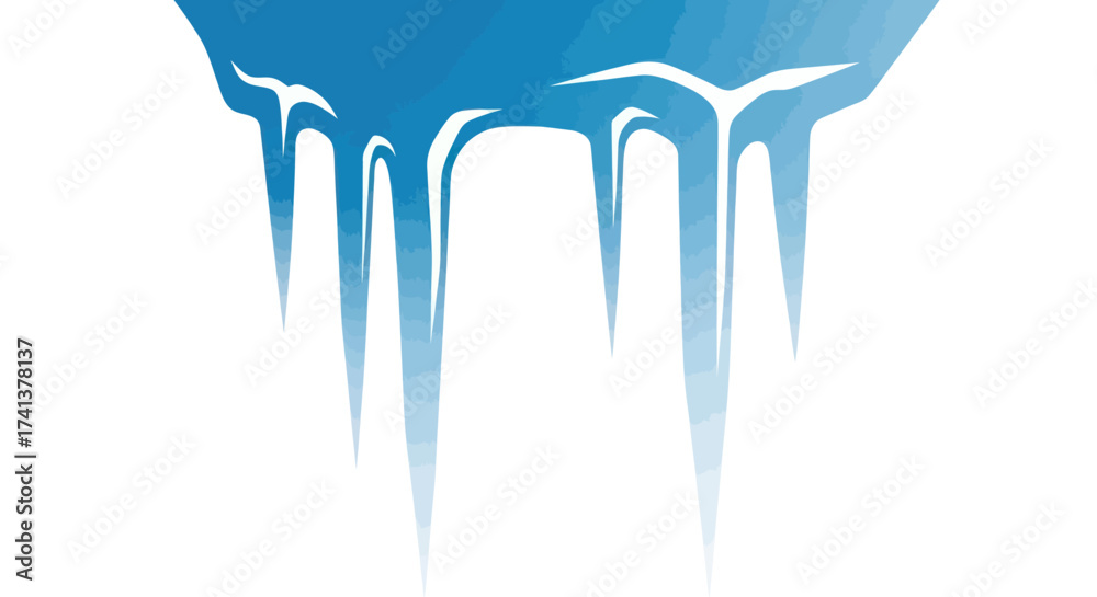 Naklejka premium Blue Icicles Hanging Down from an Icy Surface.