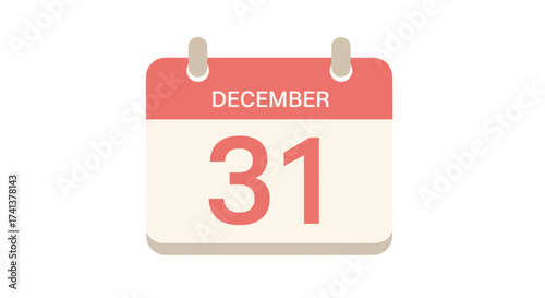 Festive December 31st Calendar Page Icon for New Years Eve Celebration.